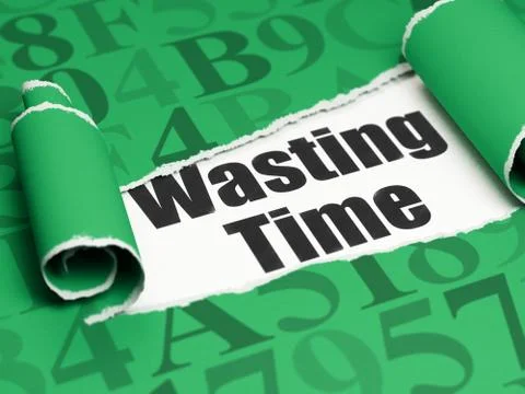 Timeline concept: black text Wasting Time under the piece of  torn paper Illustration