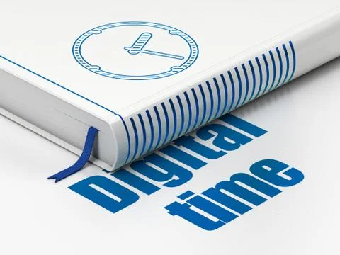 Timeline concept: book Clock, Digital Time on white background Stock Illustration