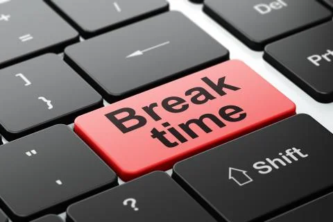 Timeline concept: Break Time on computer keyboard background Illustrazione stock