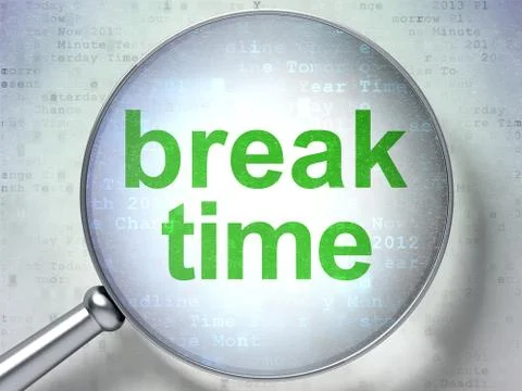 Timeline concept: Break Time with optical glass 库存插图