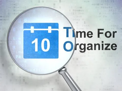 Timeline concept: Calendar and Time For Organize with optical glass 库存插图