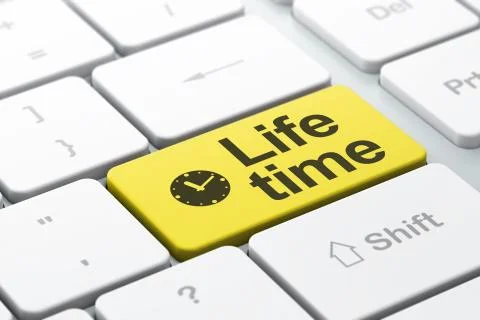 Timeline concept: Clock and Life Time on computer keyboard イラスト素材