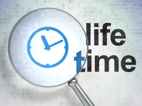 Timeline concept: Clock and Life Time with optical glass Illustration