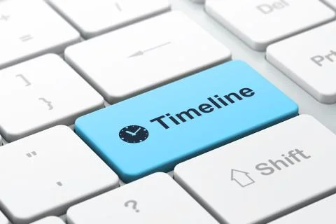 Timeline concept: Clock and Timeline on computer keyboard backgr Stock Illustration