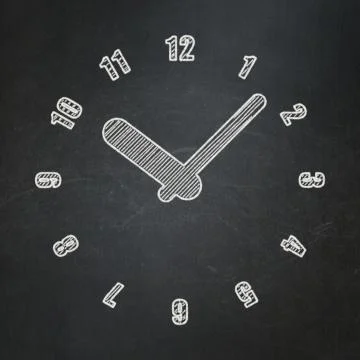 Timeline concept: Clock on chalkboard background イラスト素材