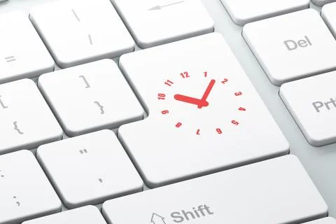 Timeline concept: Clock on computer keyboard background Stockillustratie