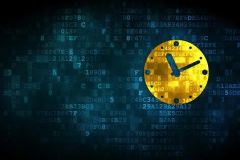 Timeline concept: Clock on digital background Stock Illustration