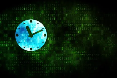 Timeline concept: Clock on digital background Stock Illustration