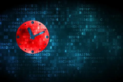 Timeline concept: Clock on digital background Stock Illustration