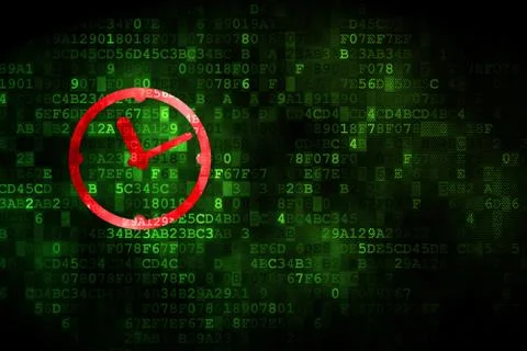 Timeline concept: Clock on digital background Stock Illustration