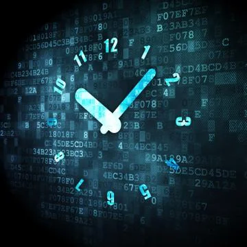 Timeline concept: Clock on digital background Stock Illustration