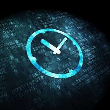 Timeline concept: Clock on digital background Stock Illustration