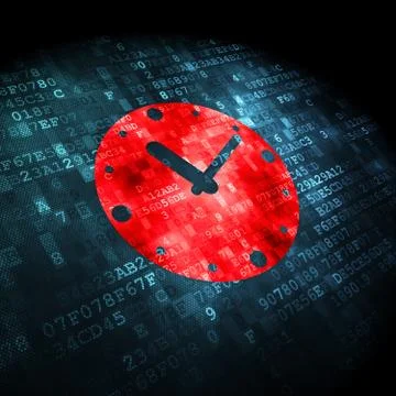 Timeline concept: Clock on digital background 스톡 일러스트