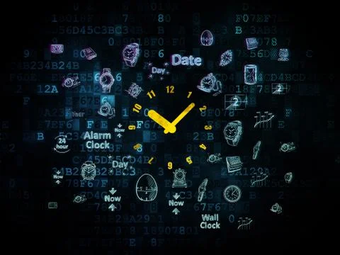 Timeline concept: Clock on Digital background Stock Illustration