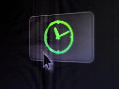 Timeline concept: Clock on digital button background 스톡 일러스트