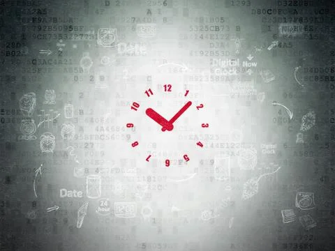 Timeline concept: Clock on Digital Paper background Illustrazione stock