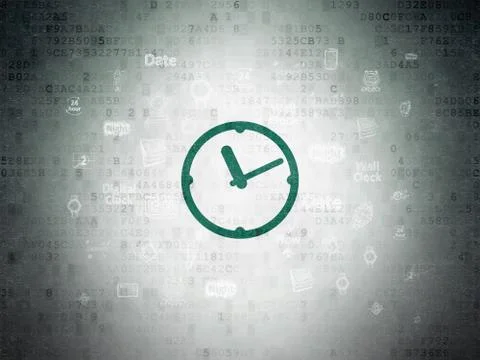 Timeline concept: Clock on Digital Paper background Illustrazione stock