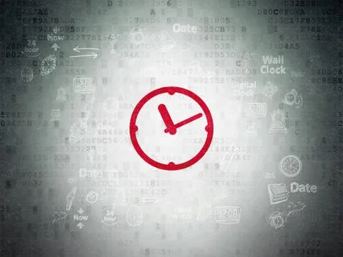 Timeline concept: Clock on Digital Paper background Stock Illustration