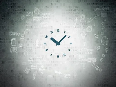 Timeline concept: Clock on Digital Paper background Stock Illustration