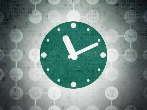 Timeline concept: Clock on Digital Paper background Stock Illustration
