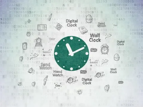 Timeline concept: Clock on Digital Paper background Illustrazione stock