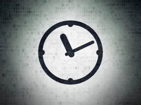 Timeline concept: Clock on Digital Paper background Illustrazione stock