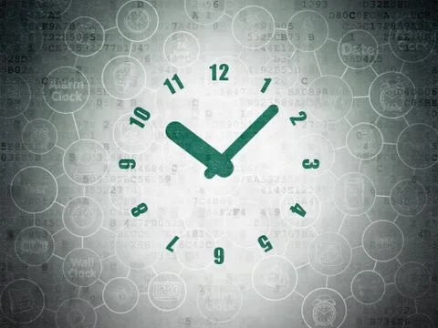 Timeline concept: Clock on Digital Paper background Stock Illustration