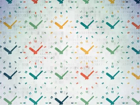 Timeline concept: Clock icons on Digital Paper background Stock-Illustration