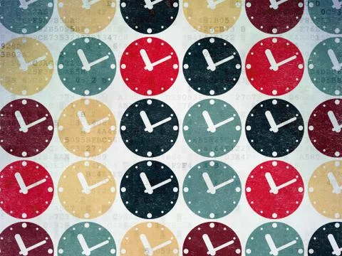 Timeline concept: Clock icons on Digital Paper background Illustrazione stock
