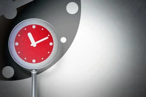 Timeline concept:  Clock with optical glass on digital background Stockillustratie