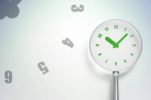 Timeline concept:  Clock with optical glass on digital background Stockillustratie