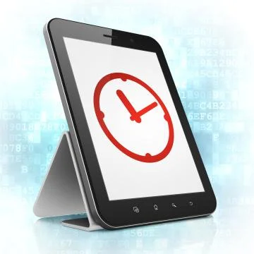 Timeline concept: Clock on tablet pc computer Stockillustratie