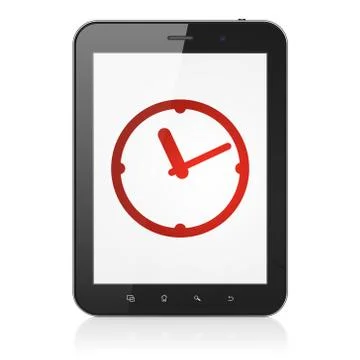 Timeline concept: Clock on tablet pc computer Stock Illustration