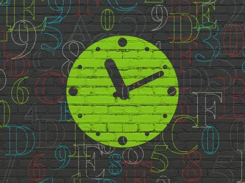 Timeline concept: Clock on wall background Stock Illustration
