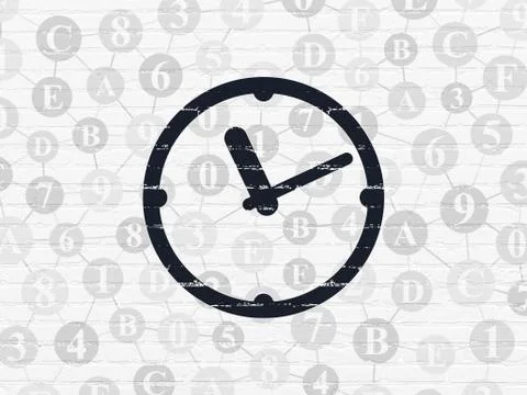 Timeline concept: Clock on wall background Stock Illustration