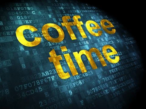 Timeline concept: Coffee Time on digital background 스톡 일러스트