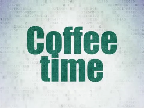 Timeline concept: Coffee Time on Digital Data Paper background Illustration