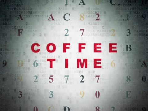 Timeline concept: Coffee Time on Digital Data Paper background Illustration