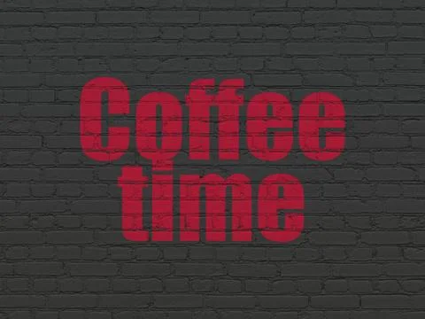 Timeline concept: Coffee Time on wall background Ilustración de archivo