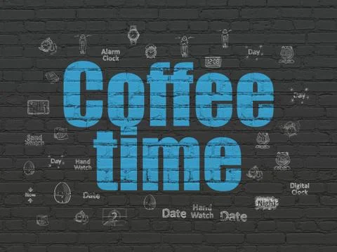 Timeline concept: Coffee Time on wall background Ilustración de archivo