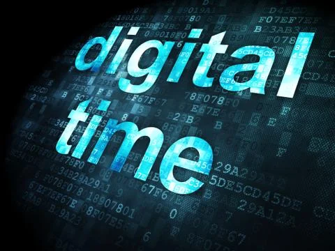Timeline concept: Digital Time on pixelated background Stockillustratie