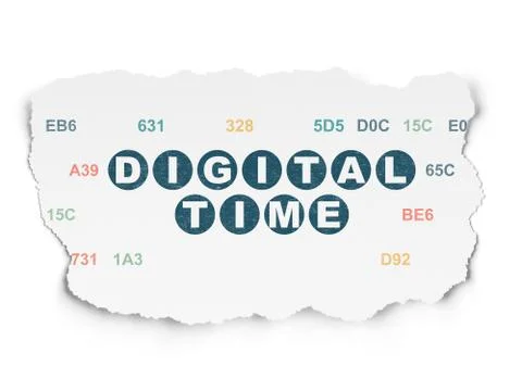 Timeline concept: Digital Time on Torn Paper background Illustration