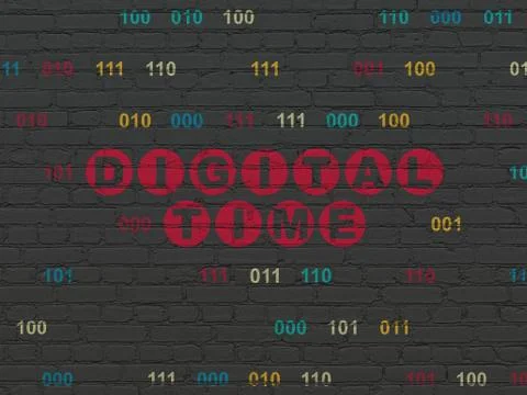 Timeline concept: Digital Time on wall background Ilustración de archivo