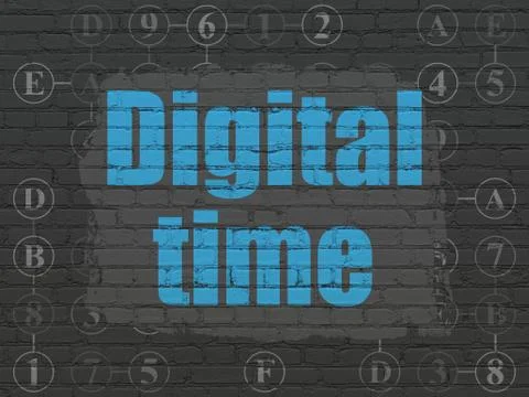 Timeline concept: Digital Time on wall background Illustration
