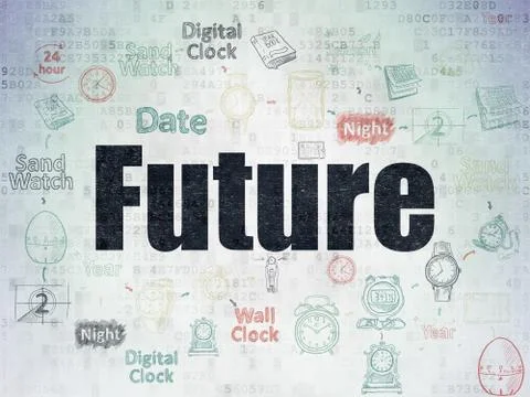 Timeline concept: Future on Digital Data Paper background 스톡 일러스트