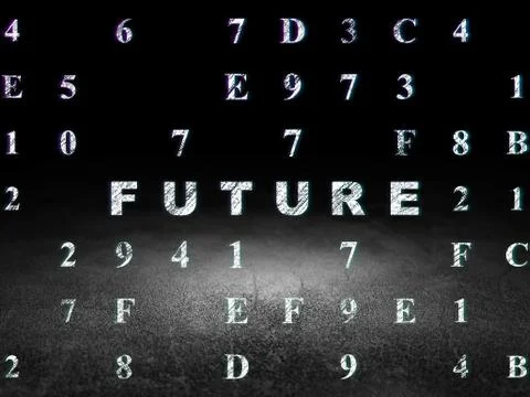 Timeline concept: Future in grunge dark room Illustration