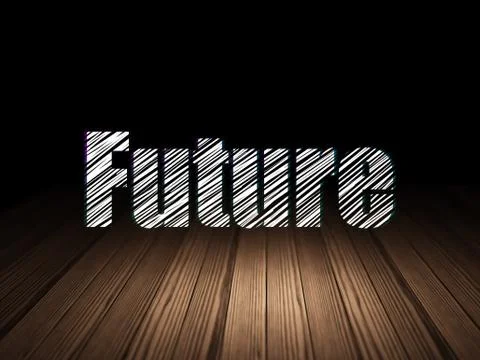 Timeline concept: Future in grunge dark room Stock Illustration
