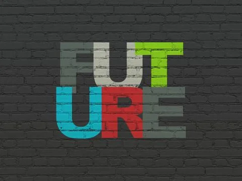 Timeline concept: Future on wall background Ilustración de archivo