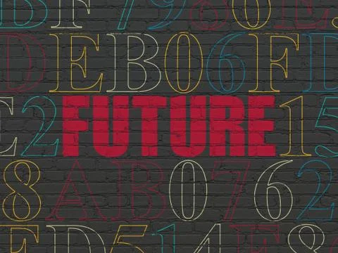 Timeline concept: Future on wall background Stock Illustration