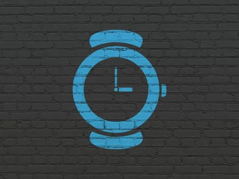 Timeline concept: Hand Watch on wall background 스톡 일러스트
